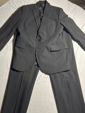 Men's Black JF J FERRAR Classic Fit 2pc. Suit Jacket Size 40R 32x32 Pants